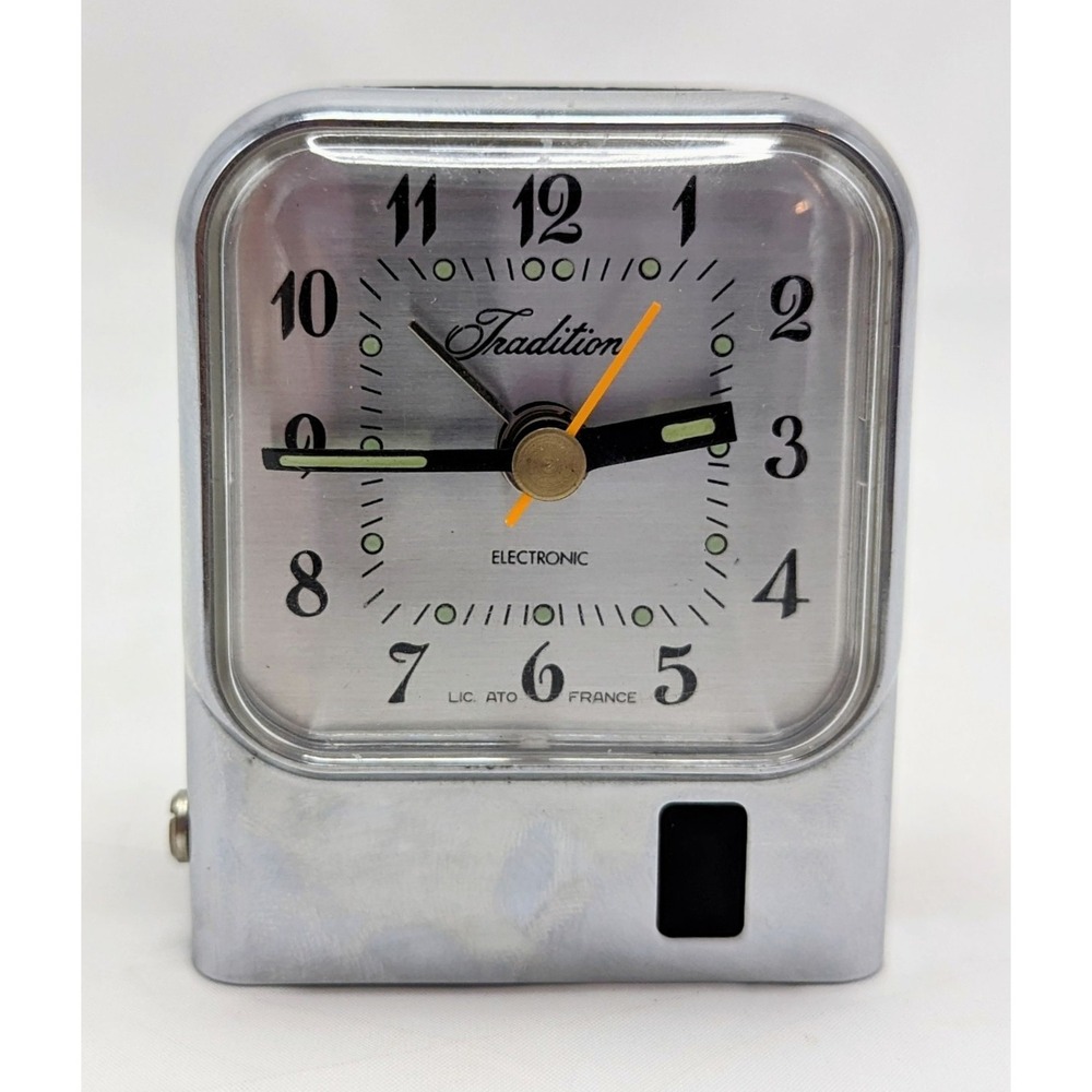 Vintage French Tradition Alarm Clock Silver